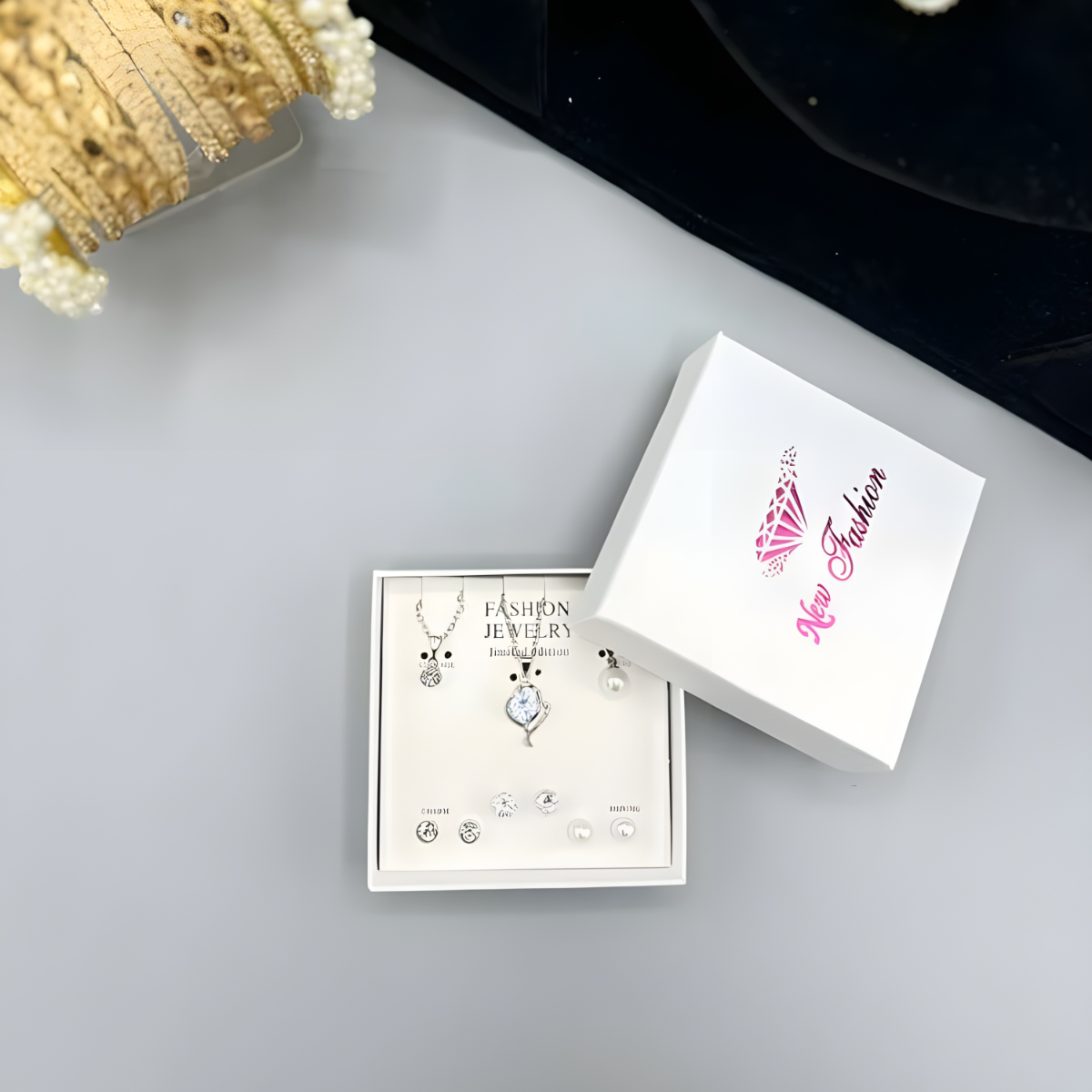 The ‘Eternal Glow’ Curated Jewelry Suite — Brilliant Crystal Solitaire & Lustrous Pearl Collection