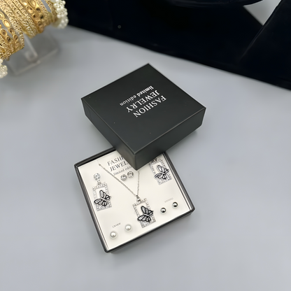 The ‘Monarch’ Limited Edition Butterfly Jewelry Suite — Necklace & Multi-Stud Collection