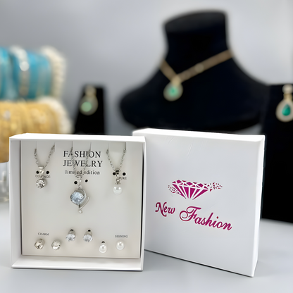 The ‘Eternal Glow’ Curated Jewelry Suite — Brilliant Crystal Solitaire & Lustrous Pearl Collection