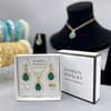 The ‘Royal Emerald’ Teardrop Suite — Deep Forest Crystal & Halo Stud Collection